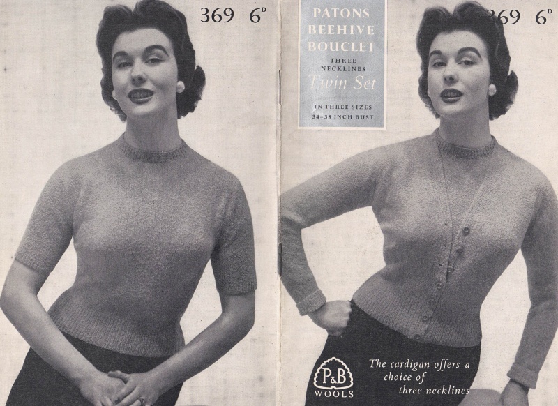 Vintage Patons Knitting Pattern 369: Lady's Twin Set