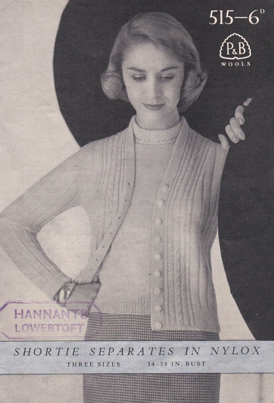 Vintage Patons Knitting Pattern 515: Lady's Twin Set