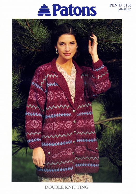 Vintage Patons Knitting Pattern 5186: Lady's Fair Isle Jacket