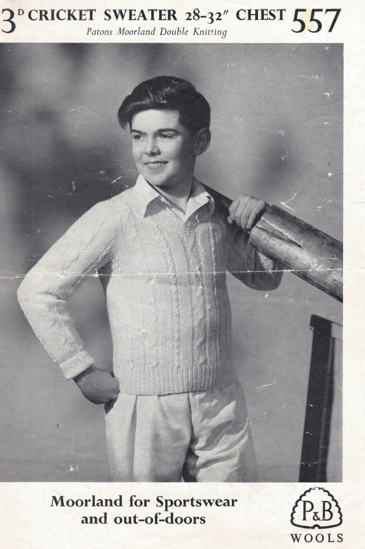 Vintage Patons Knitting Pattern 557 - Boy's Cricket Sweater