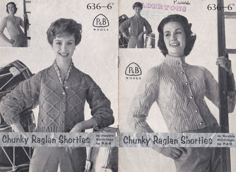 Vintage Patons Knitting Pattern 636: Lady's Chunky Raglan Shorties