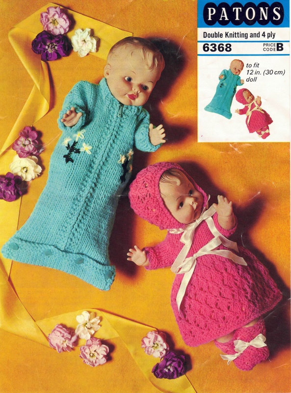 Vintage Patons Knitting Pattern 6368: Dolls Set