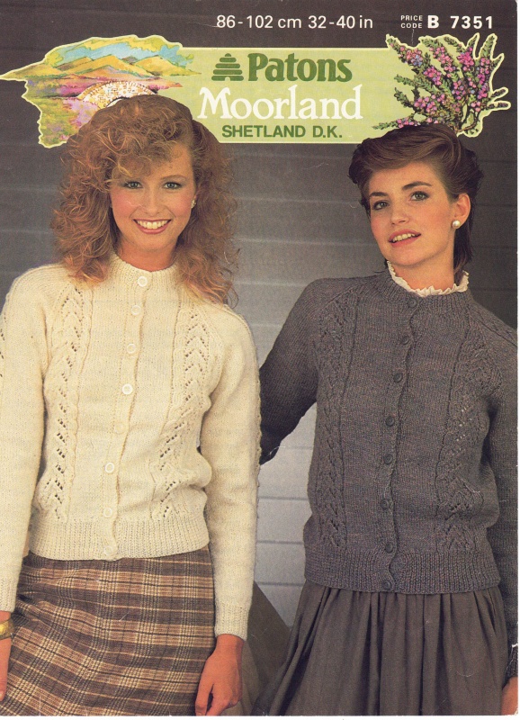 Vintage Patons Knitting Pattern 7351: Lady's Cable & Lace Panelled Cardigan