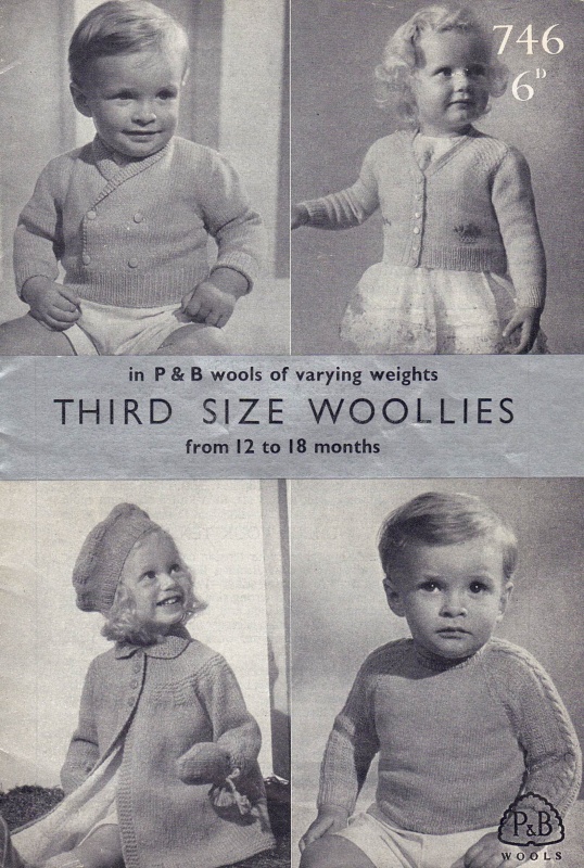 Vintage Patons Knitting Pattern 746: Four Baby Woollies - Age 12-18 Months
