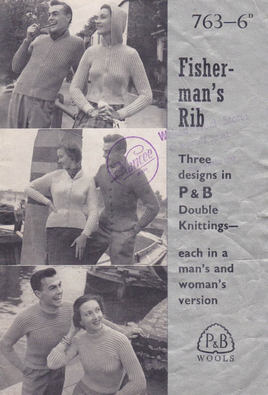 Vintage Patons Knitting Pattern 763: His & Hers Fisherman's Rib