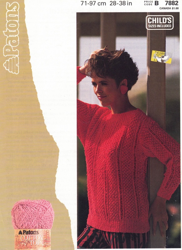 Vintage Patons Knitting Pattern 7882: Lady's Slash Neck Sweater