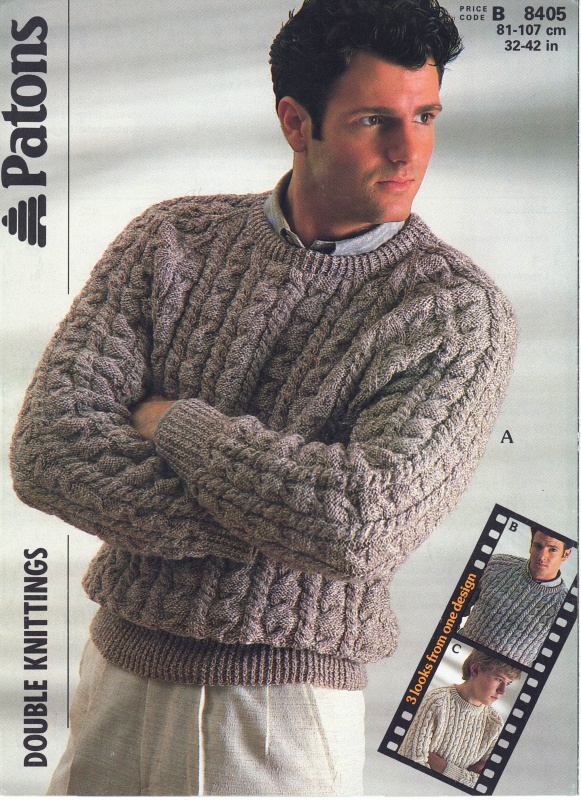 Vintage Patons Knitting Pattern 8405: Textured Sweater