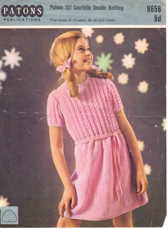 Vintage Patons Knitting Pattern 9656: Girl's Party Dress - PDF Download