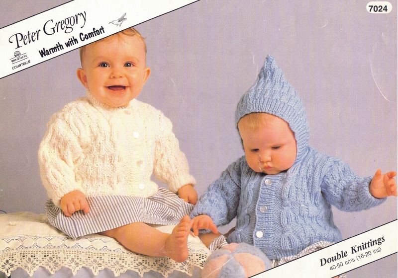 Vintage Peter Gregory Knitting Pattern No 7024: Baby's Jackets