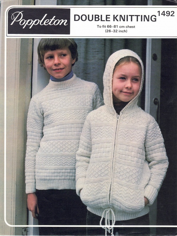 Vintage Poppleton Knitting Pattern 1492: Childrens Hooded Jacket & Sweater