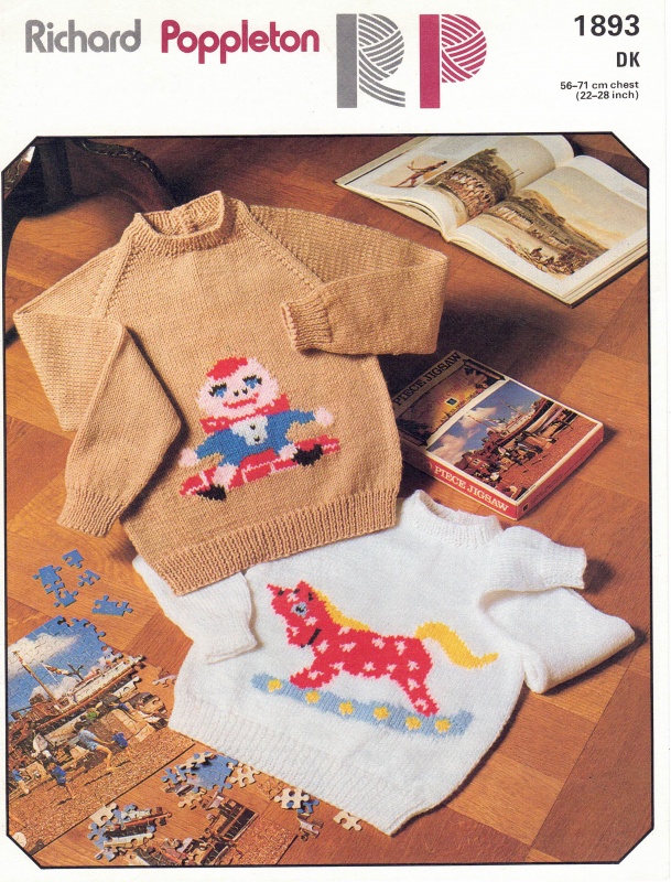 Vintage Poppleton Knitting Pattern 1893: Childrens Motif Sweater