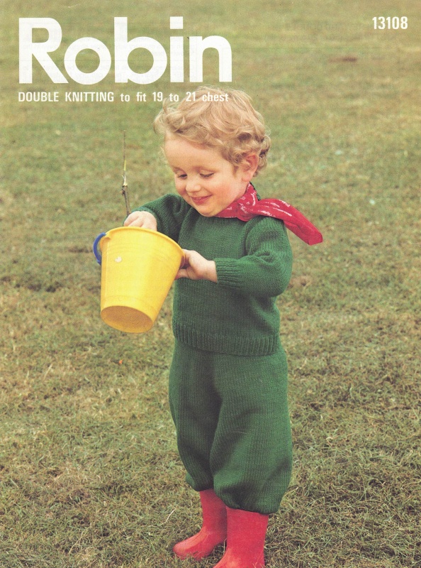 Vintage Robin Knitting Pattern 13108 - Childs Jumper & Trousers