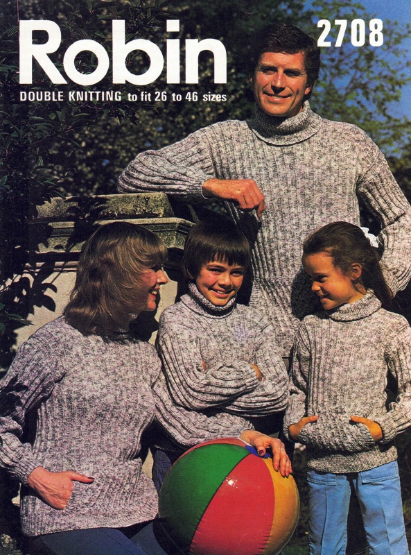 Vintage Robin Knitting Pattern 2708 - Family Sweaters