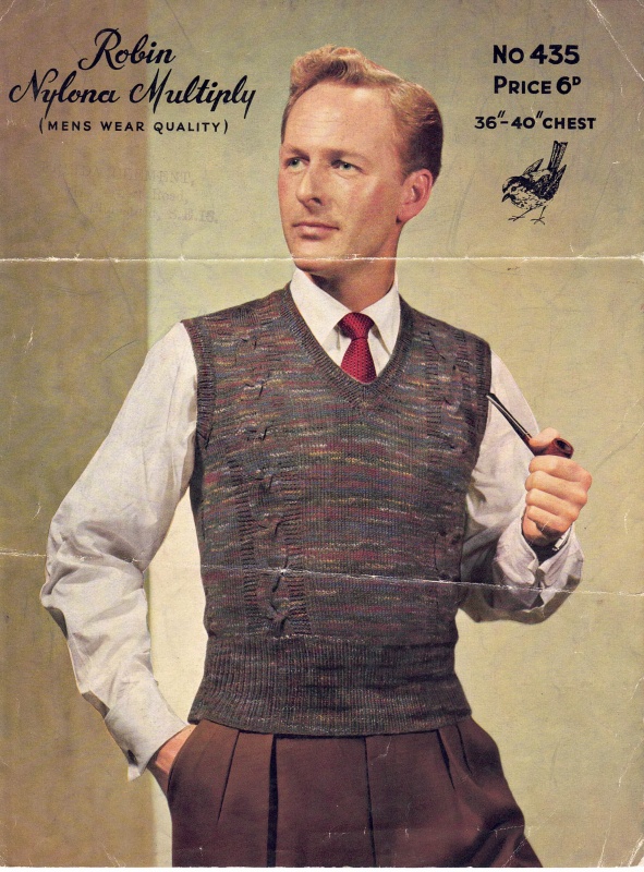 Vintage Robin Knitting Pattern 435 - Sleeveless Pullover