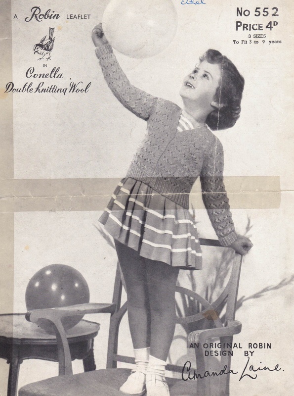 Vintage Robin Knitting Pattern 552 - Child's Raglan Cardigan