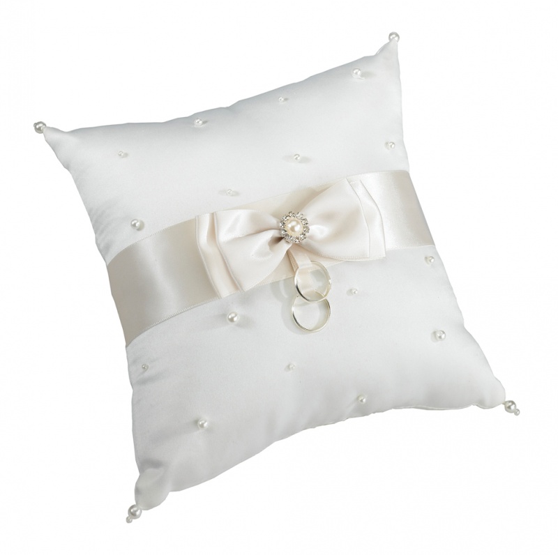 Scattered Pearl Ring Bearer Pillow ~ Ivory / White
