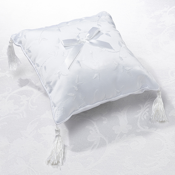 Lillian Rose Elegant White Satin Ring Pillow