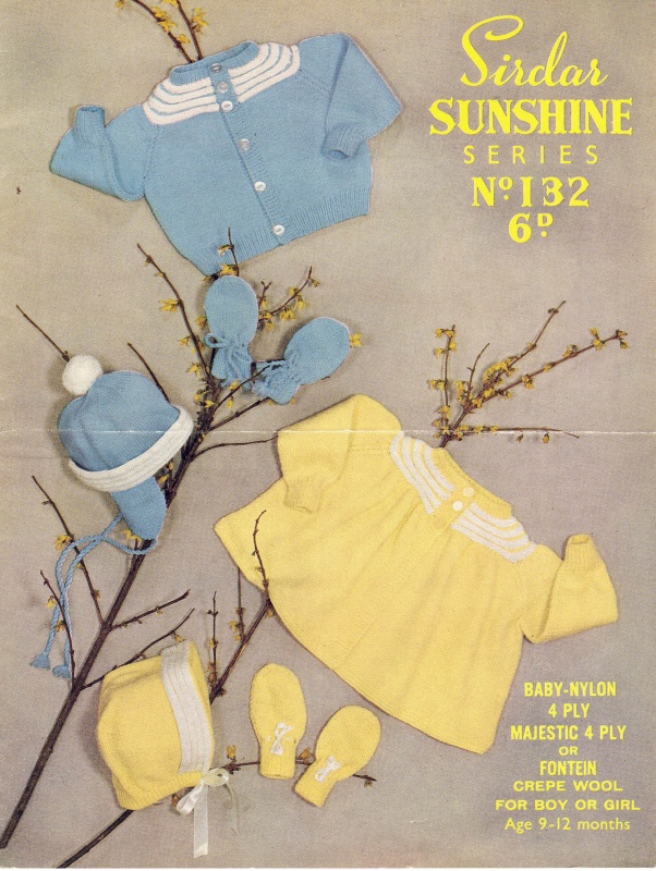 Vintage Sirdar Knitting Pattern No 132: Baby's Set ~ Boys & Girls