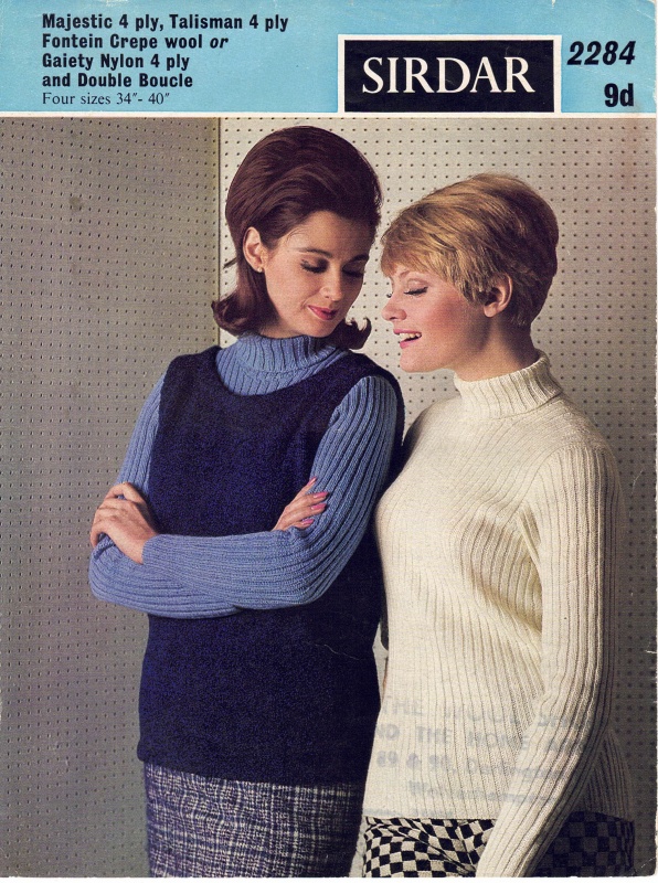 Vintage Sirdar Knitting Pattern No 2284: Lady's Sweater & Double Boucle Overpull