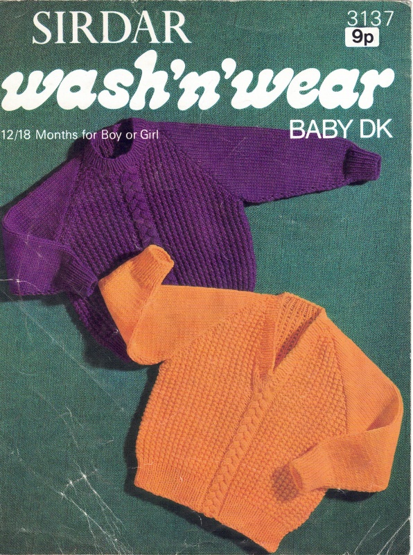 Vintage Sirdar Knitting Pattern No 3137: Baby Sweaters - 12/18 Months