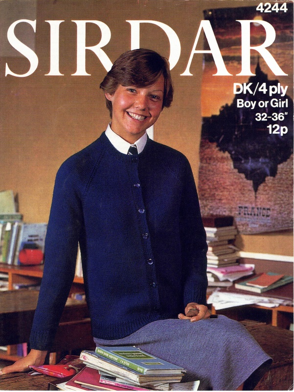 Vintage Sirdar Knitting Pattern No 4244: Boys & Girls Classic School Cardigan