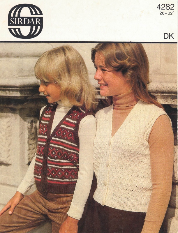 Vintage Sirdar Knitting Pattern No 4282: Boys & Girls Waistcoats