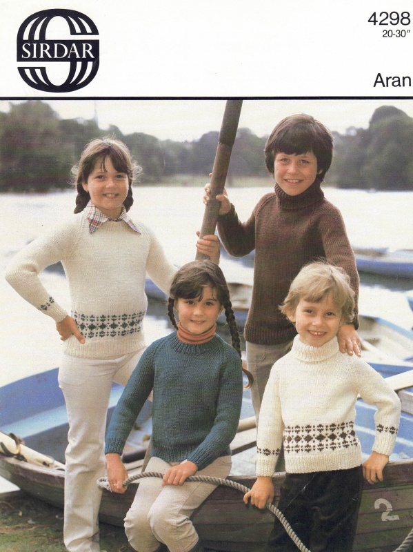 Vintage Sirdar Knitting Pattern No 4298: Children's Round & Polo-Neck Sweaters
