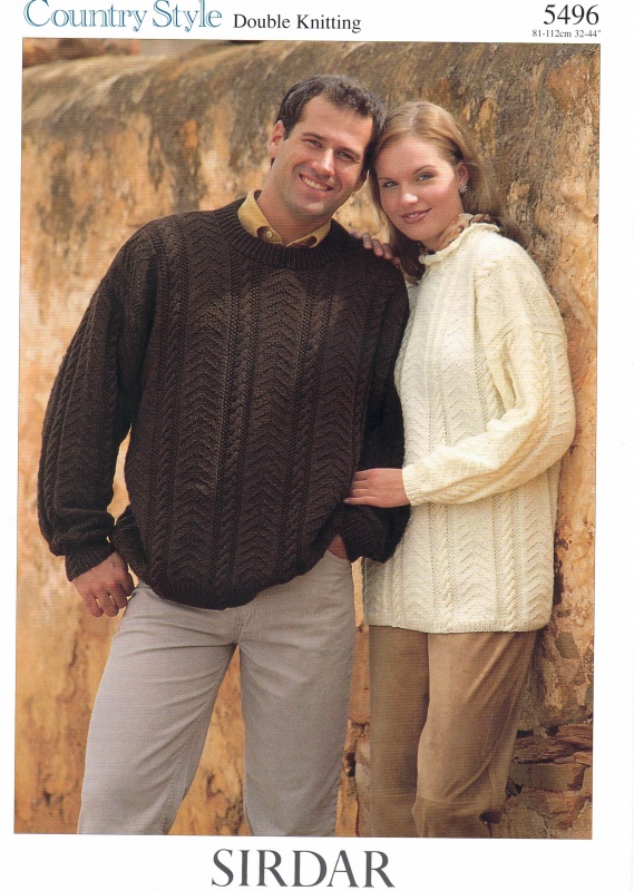 Vintage Sirdar Knitting Pattern No 5496: His & Hers Sweaters