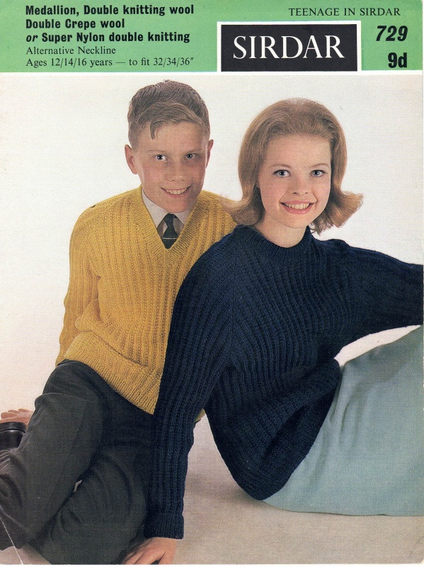 Vintage Sirdar Knitting Pattern No 729: Teenage Sweaters - Ages 12-16