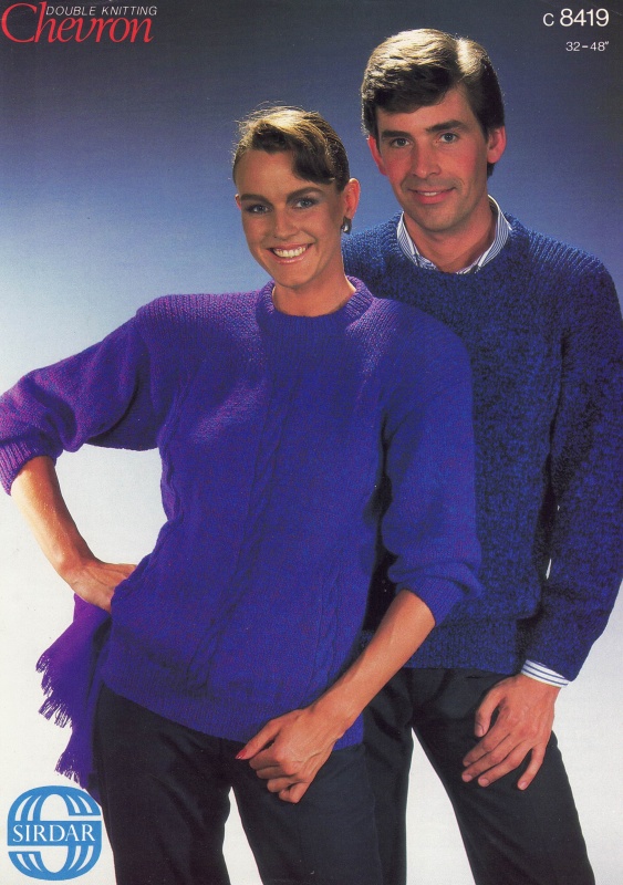 Vintage Sirdar Knitting Pattern No 8419: His & Hers Sweater