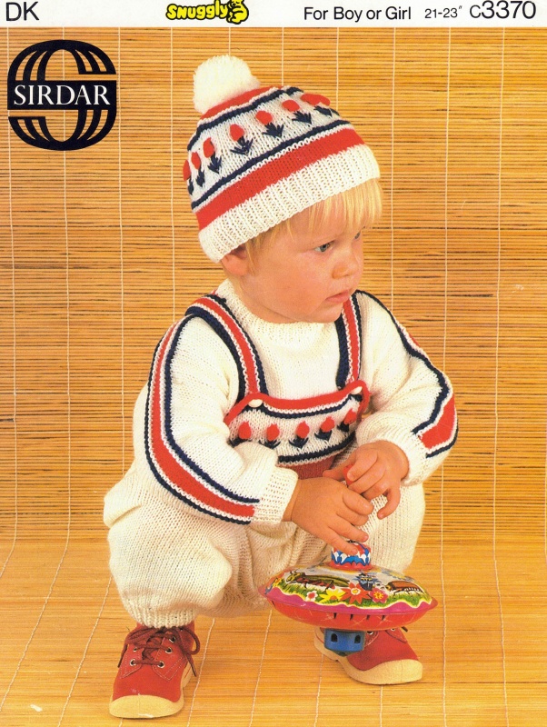 Vintage Sirdar Knitting Pattern No 3370: Children's All-In-One Sweater & Cap