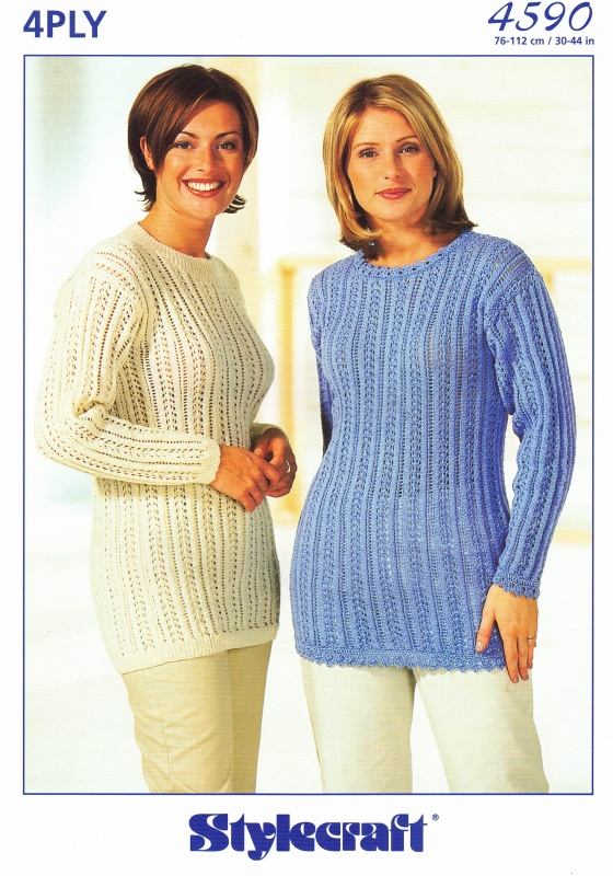 Vintage Stylecraft Knitting Pattern 4590: Ladies Tunics