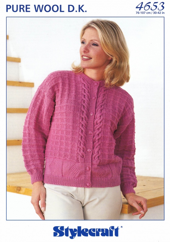 Vintage Stylecraft Knitting Pattern 4653: Ladies Cardigan