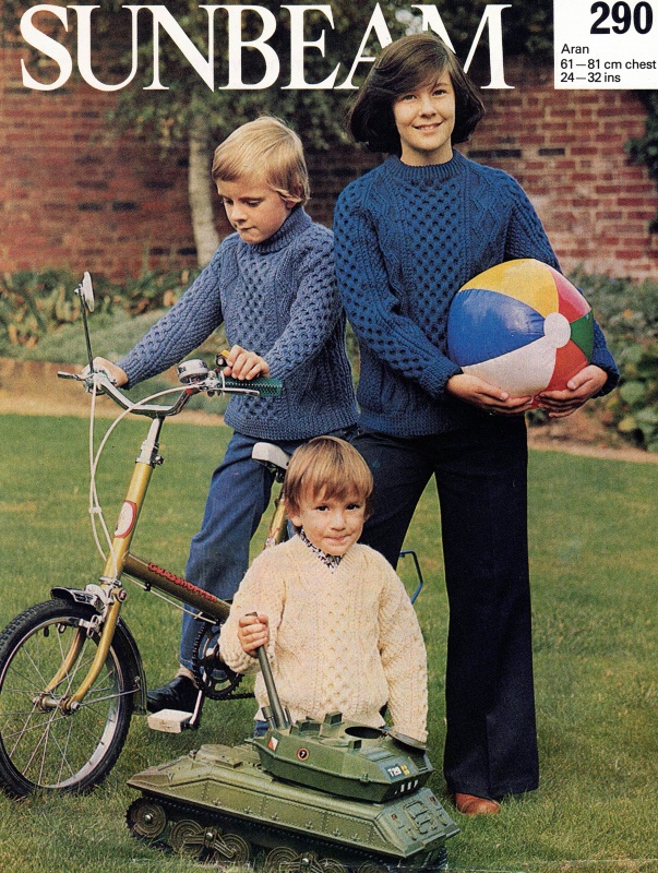 Vintage Sunbeam Knitting Pattern 290 - Childrens Aran Sweaters