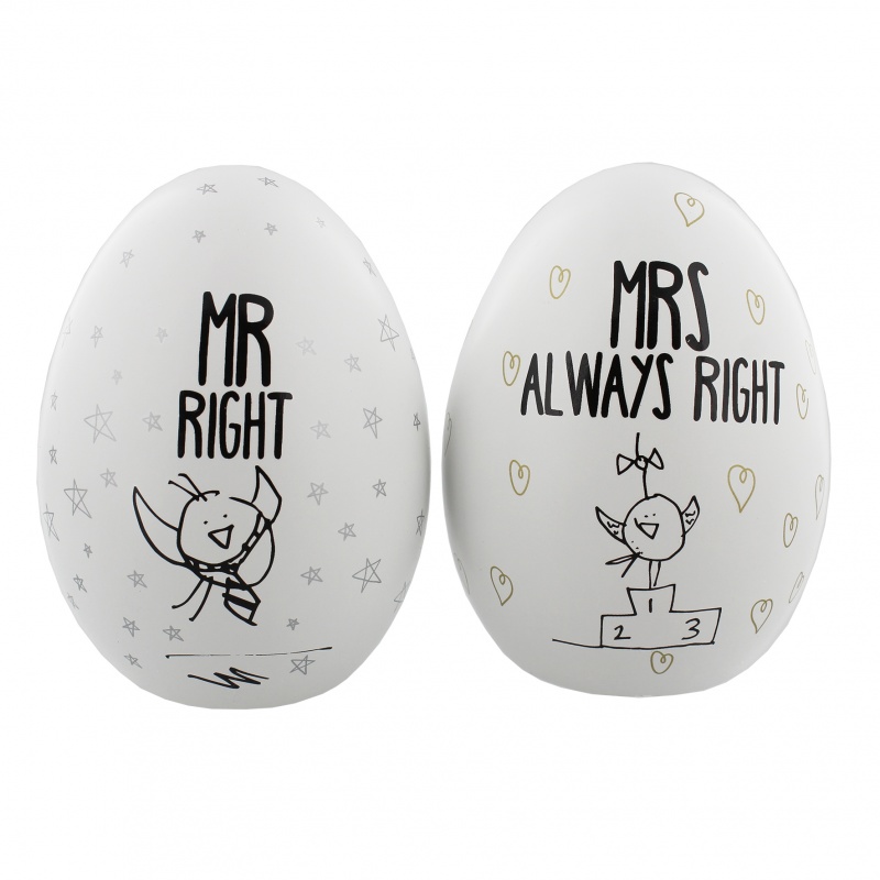 Eggcellent Pair Nest Eggs 'Mr Right & Mrs Always Right'