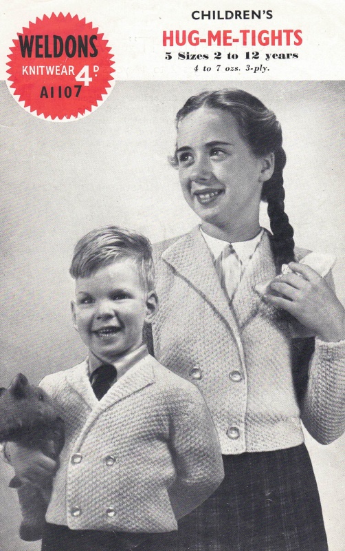 Vintage Weldons Knitting Pattern No A1107: Children's Hug-Me-Tight Jackets