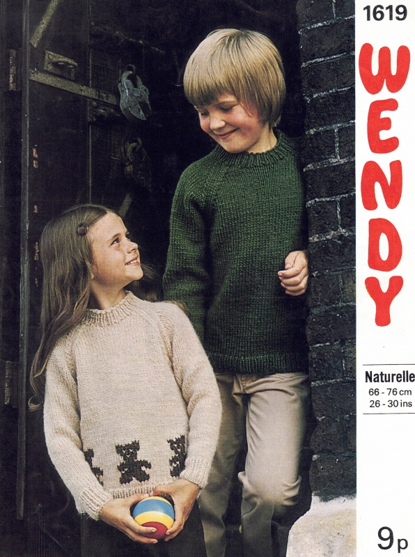 Vintage Wendy Knitting Pattern 1619: Children's Sweaters