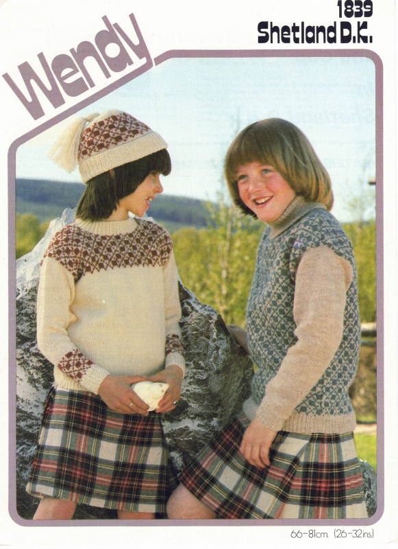 Vintage Wendy Knitting Pattern 1839: Girl's Fair Isle Sweater & Cap