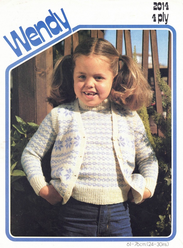 Vintage Wendy Knitting Pattern 2014: Child's Fair Isle Sweater & Waistcoat