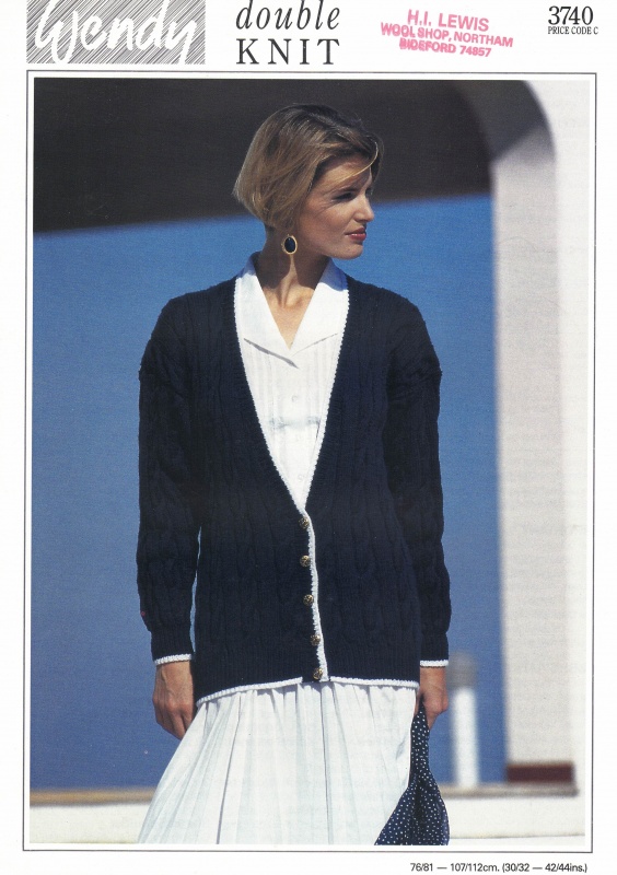Vintage Wendy Knitting Pattern 3740: Lady's Cabled Cardigan