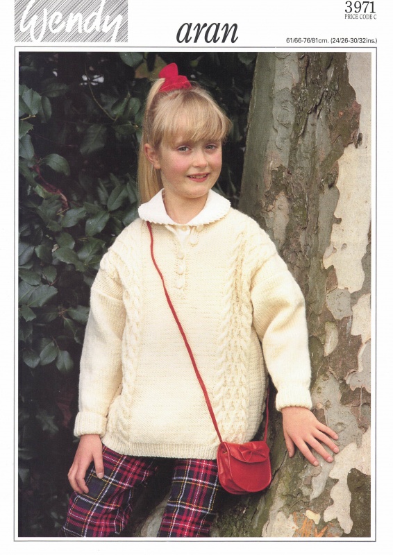 Vintage Wendy Knitting Pattern 3971: Girls Aran Tunic