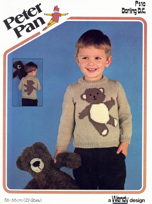 Vintage Wendy Knitting Pattern P410: Child's Teddy Sweater