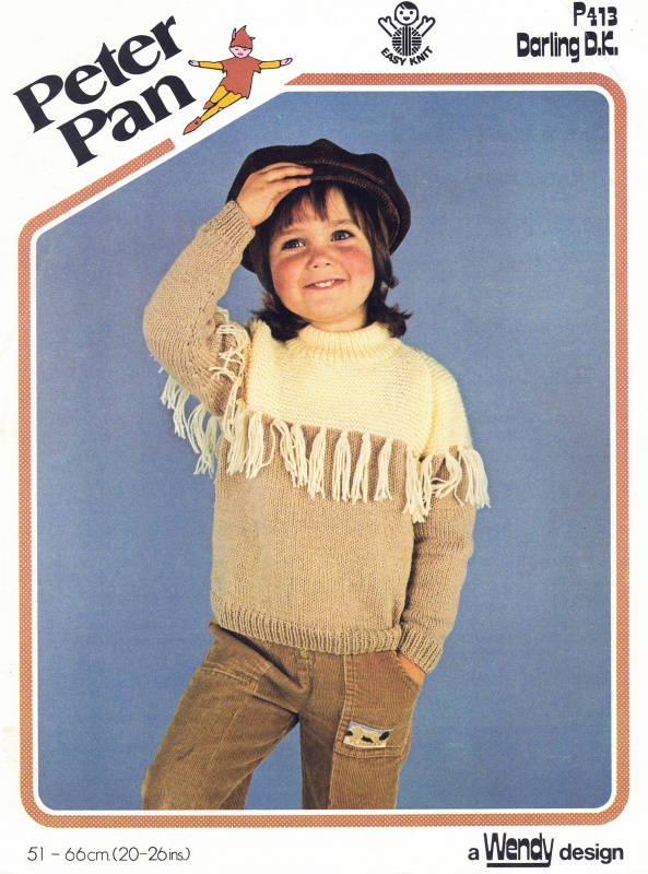 Vintage Wendy Knitting Pattern P413: Child's Fringed Sweater