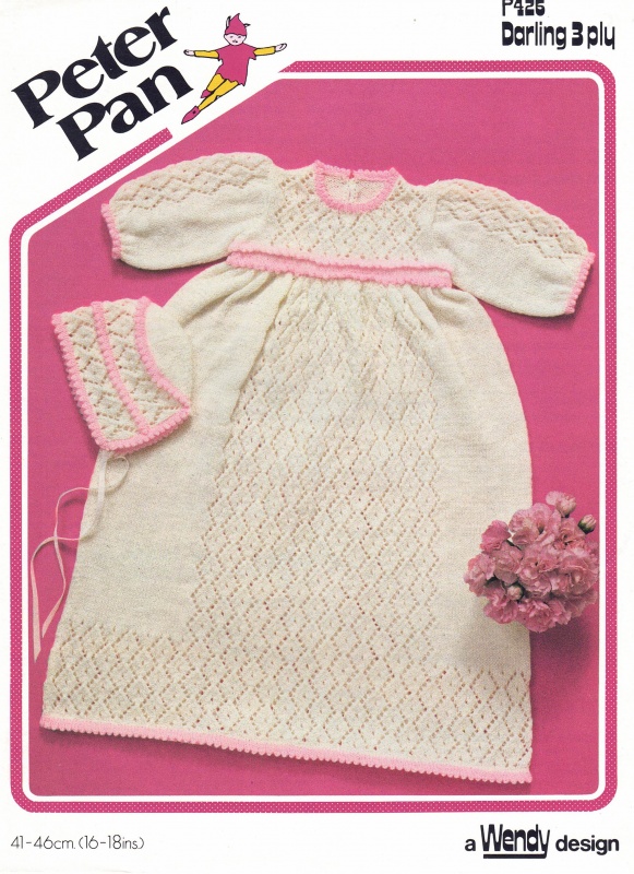Vintage Wendy Knitting Pattern P426: Christening Dress & Bonnet
