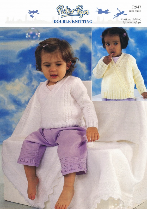Vintage Wendy Knitting Pattern P947: Children's Crossover Cardigan & Shawl