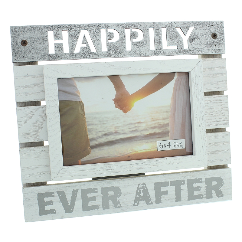 New View Wooden Panel Photo Frame 6''x4'' Happily Ever After