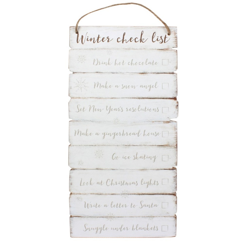Winter Checklist Wooden Wall Sign