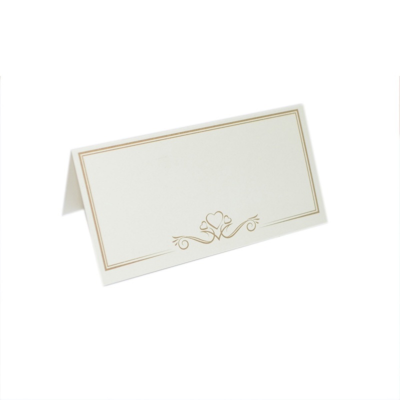 Heart Design Tent Place Card ~ Ivory or White, Pk 50