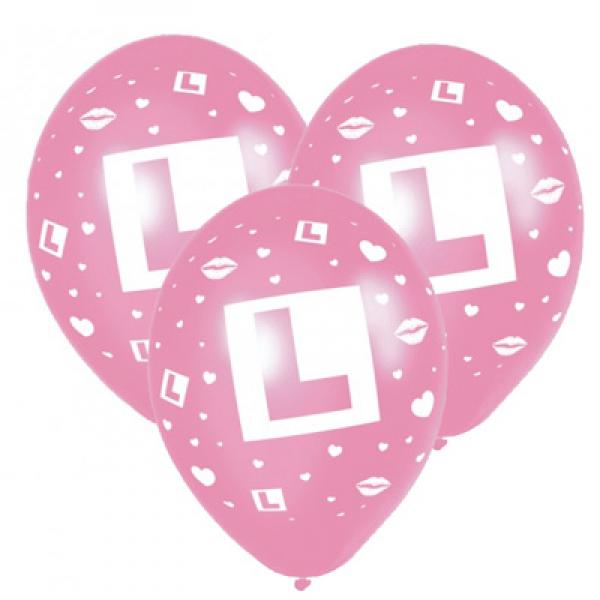 Pink L PLate Hen Party Balloons - Pack of 6