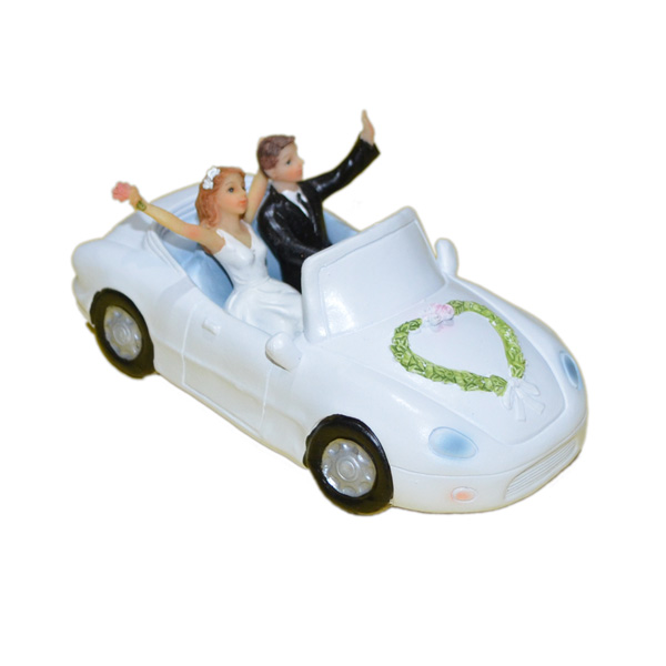 Waving Couple in Car Cake Topper